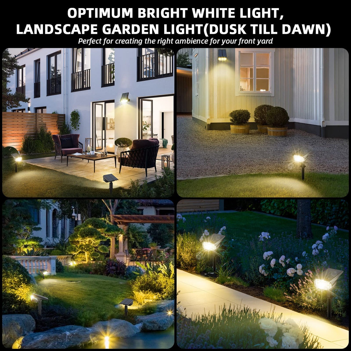 LEREKAM Solar Spot Lights Outdoor Landscape Lights, 40 LEDs Solar Landscape Spotlights Outdoor Waterproof Auto On/Off Garden Lights, Outdoor Lights for Yard Palm Trees Driveway Patio Pool