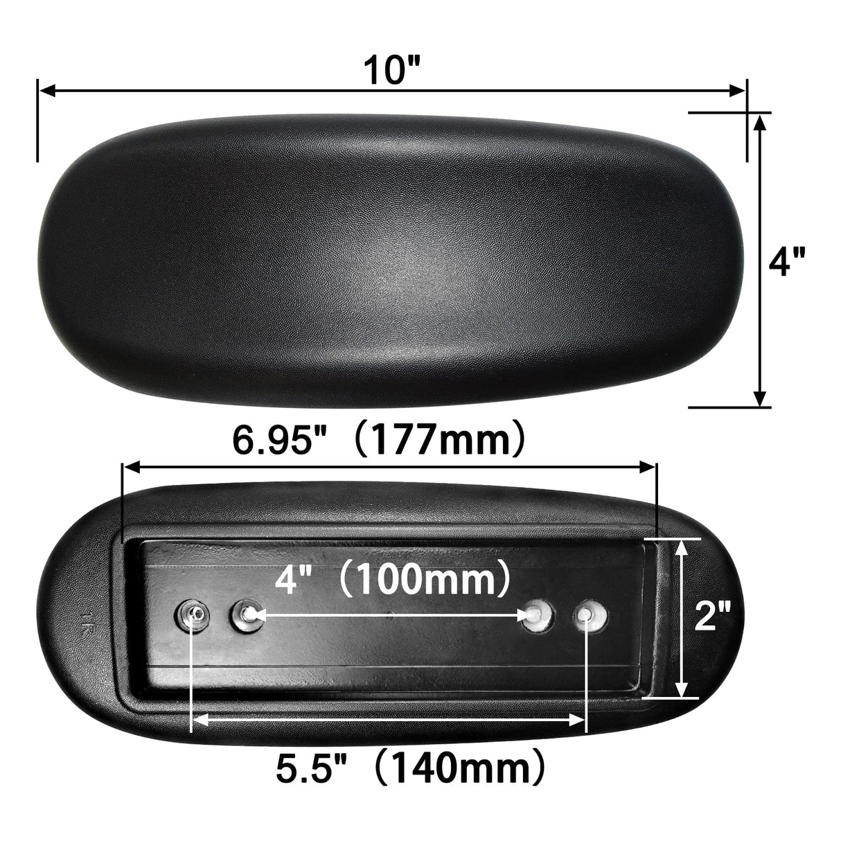 MySit Office Chair Armrest Replacement Arm Pads Universal 4" or 5.5" Mounting Hole (Set of 2) Black
