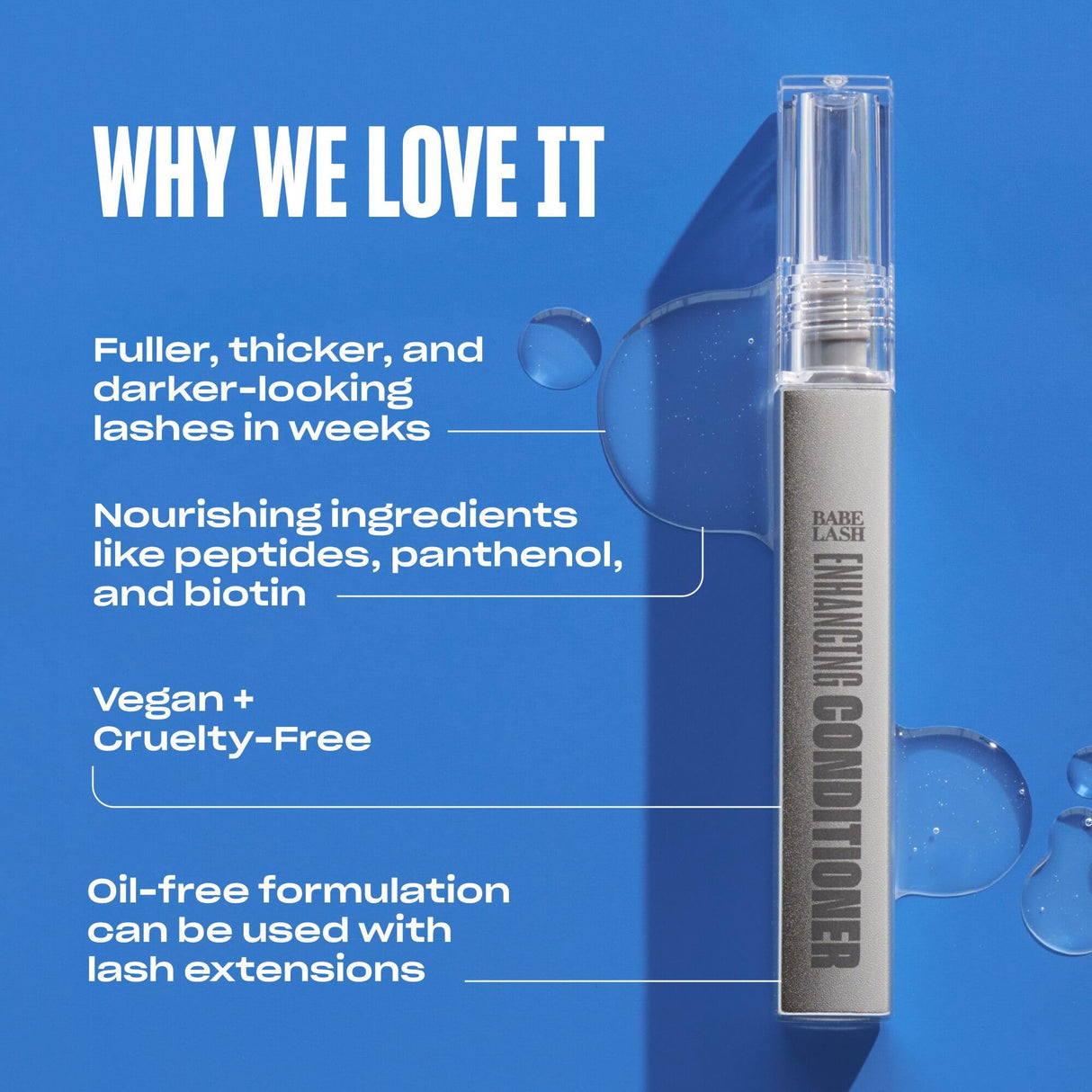 Babe Original Enhancing Lash Conditioner - Conditioning Lash Serum for Eyelashes, with Peptides and Biotin, 3mL