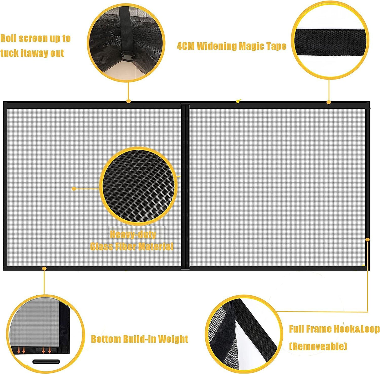 LIAMST Garage Door Screen for 15x8FT,1 Car Garage Doors- Reinforced Fiberglass Door Screen,Stronger High Energy Magnets , Magnetic Screen Door