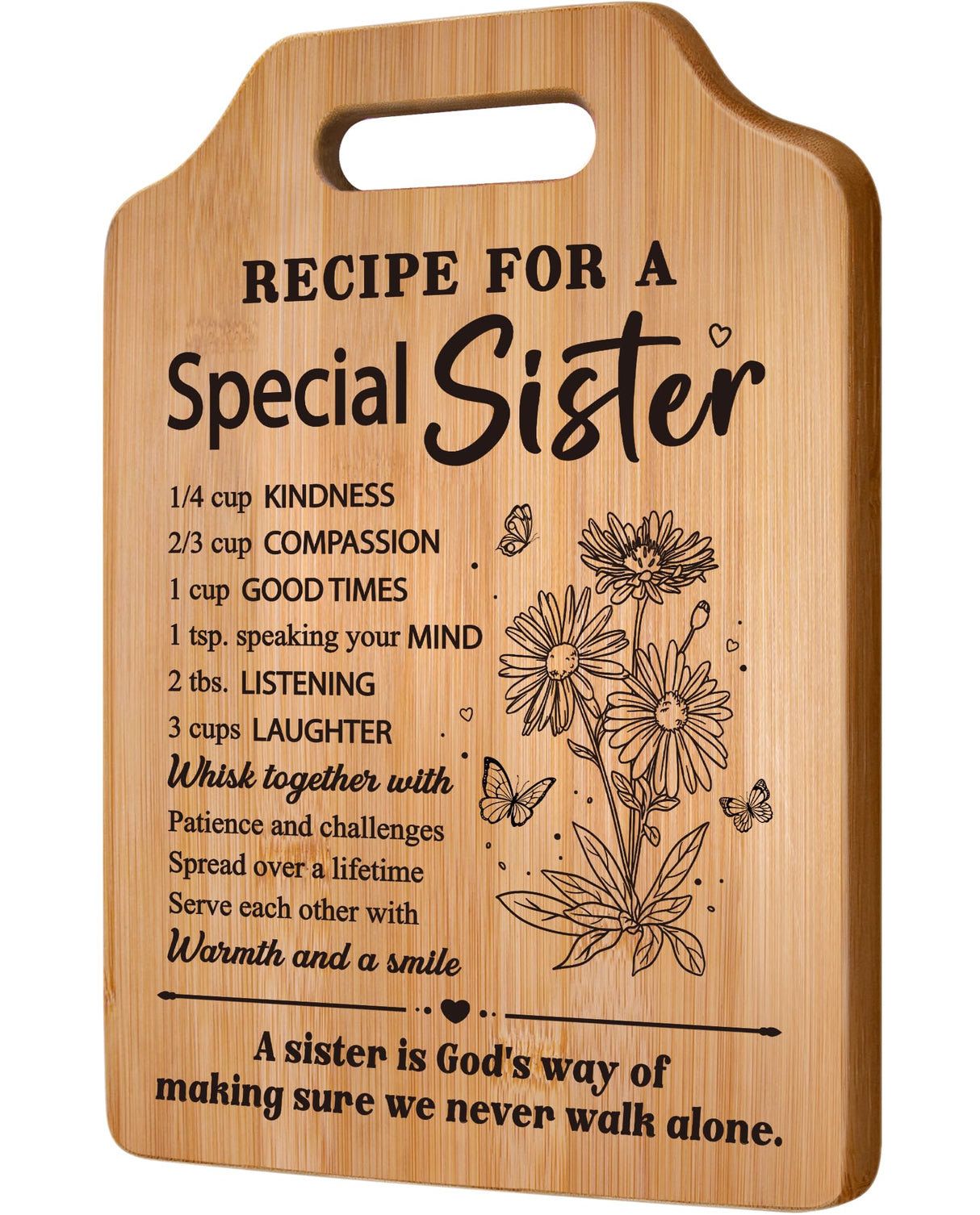 Milcier Gifts for Sister, Sister Birthday Gifts, Recipe for A Special Sister Cutting Board, Sisters Gifts from Sister, Mothers Day Christmas Gifts for Sister Sister Adult