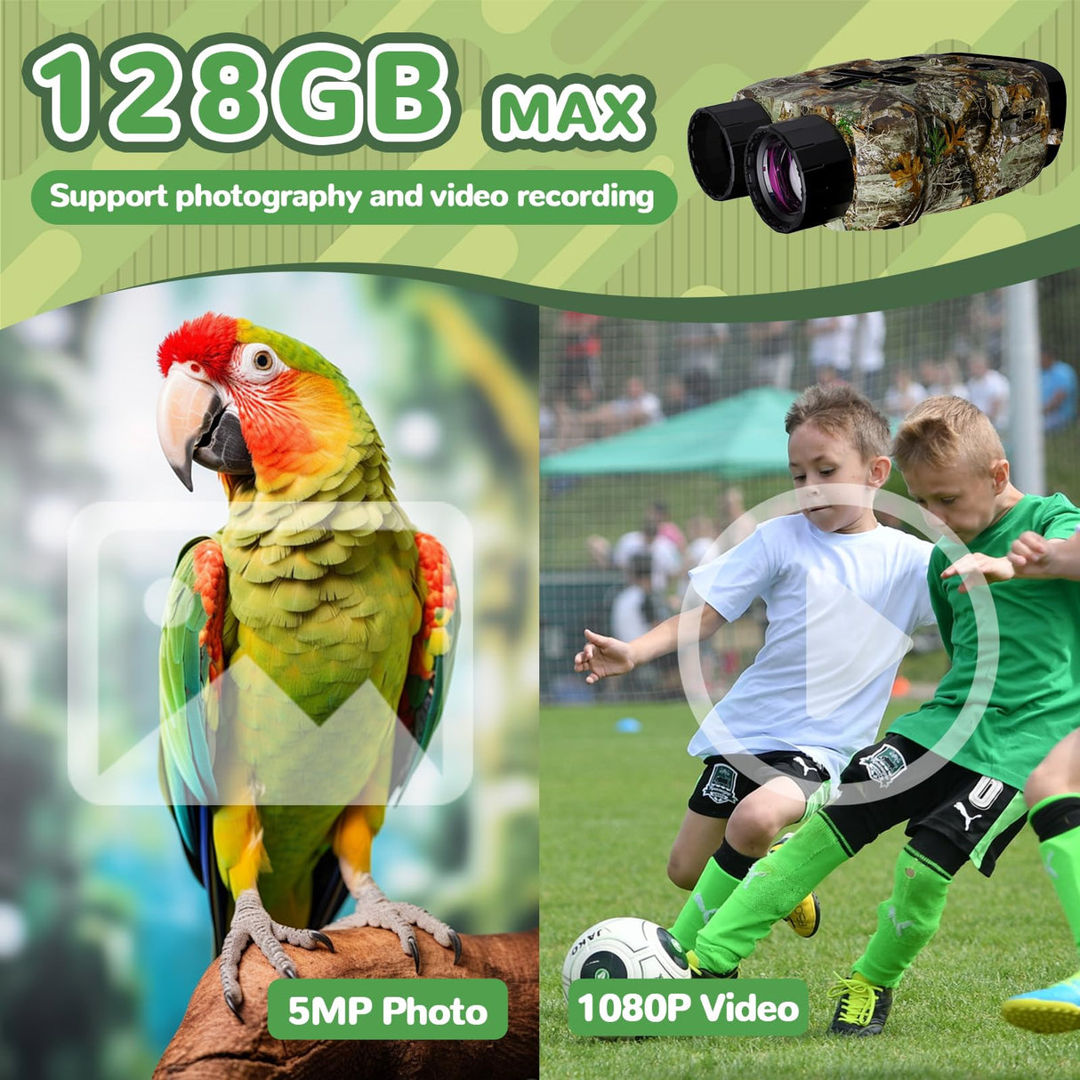 Kids Camera & Night Vision Goggles for Kids Boys and Girls, Christmas Birthday Gifts, Night Vision Binoculars with 32GB Memory Card(Camouflage)