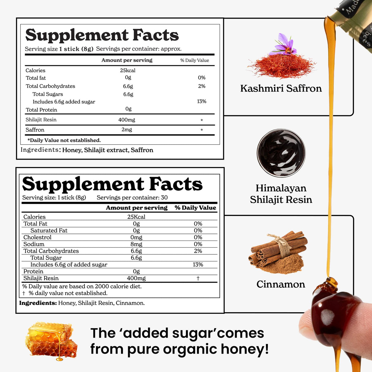 Better Alt Pure Himalayan Shilajit Sticks with Organic Honey, Saffron | Easy to Consume Shilajit| Energy Boost & Immune Support, 85+ Trace Minerals, 75%+ Fulvic Acid (Pack of 2) Classic + Cinnamon