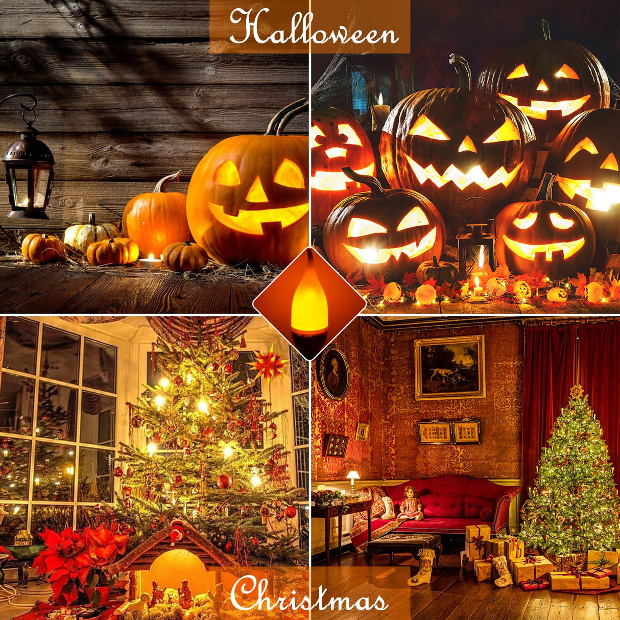 Bestview LED Flame Effect Light Bulbs,3 Modes Smart E26 Chandelier Base Flickering Candle Fire Light Bulb for Halloween, Christmas, Party, Porch, Indoor&Outdoor Home Decoration (6 Pack)