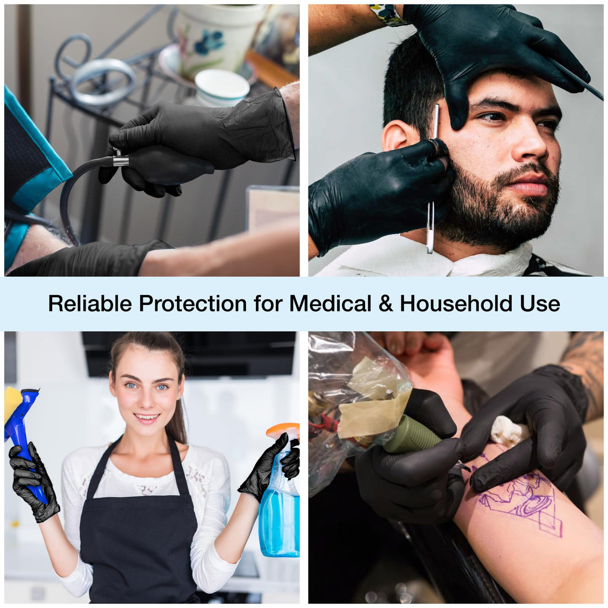 1st Choice Black Nitrile Disposable Gloves, Medium, 2 Boxes of 100, Latex Free, Exam Grade, Glove for Cooking - 4 mil