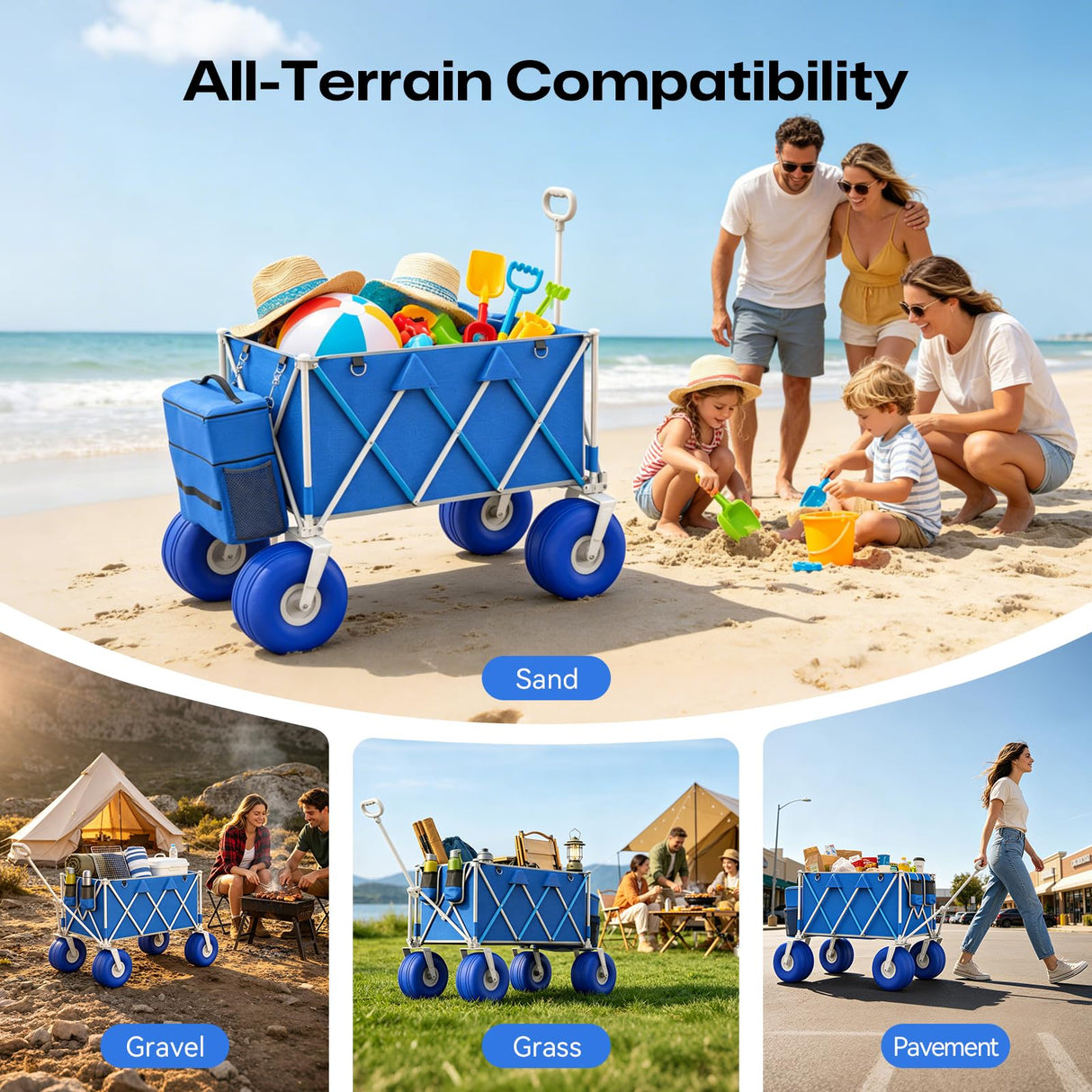 VELUVIA Beach Wagon with 10.5" Big Balloon Wheels for Sand