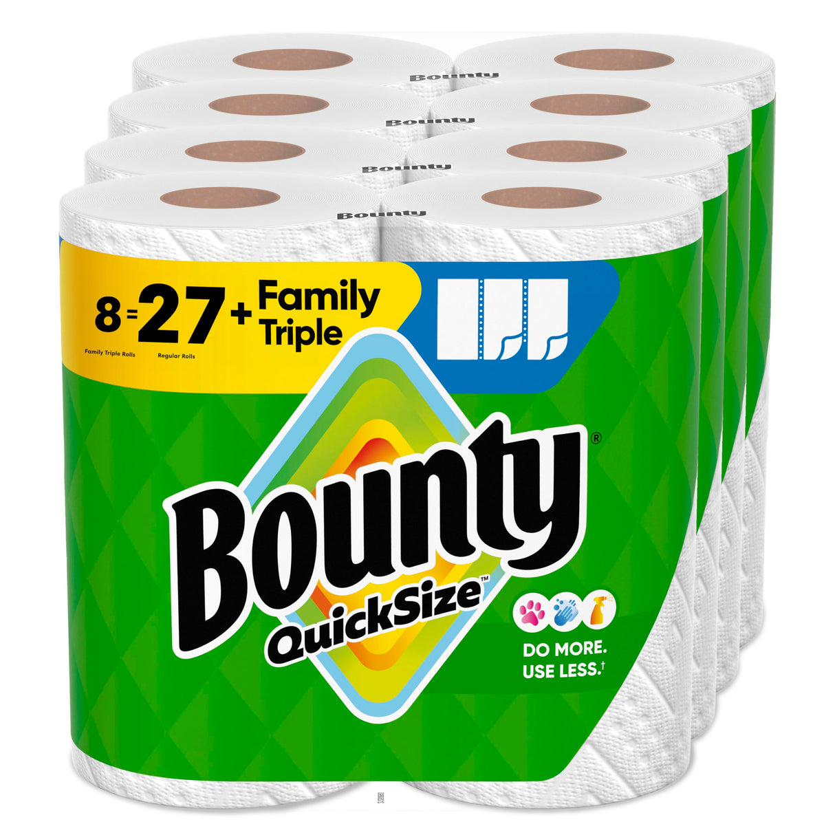 Bounty Paper Towels Quick Size, White, 16 Family Rolls = 40 Regular Rolls (Packaging May Vary)