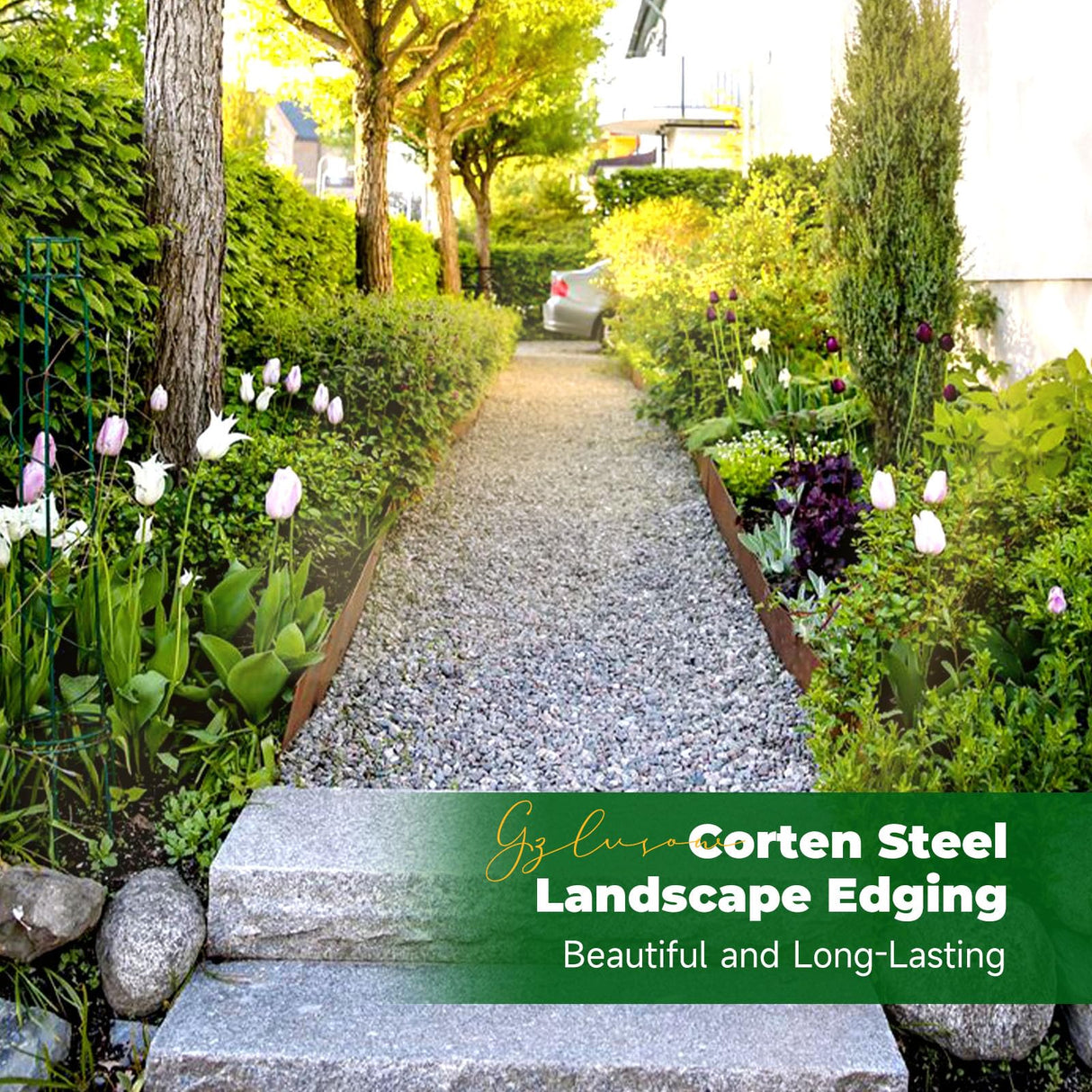 Corten Steel Edging 8" H x 40" L Steel Garden Edging 6 Pack 180 Bend Rusted