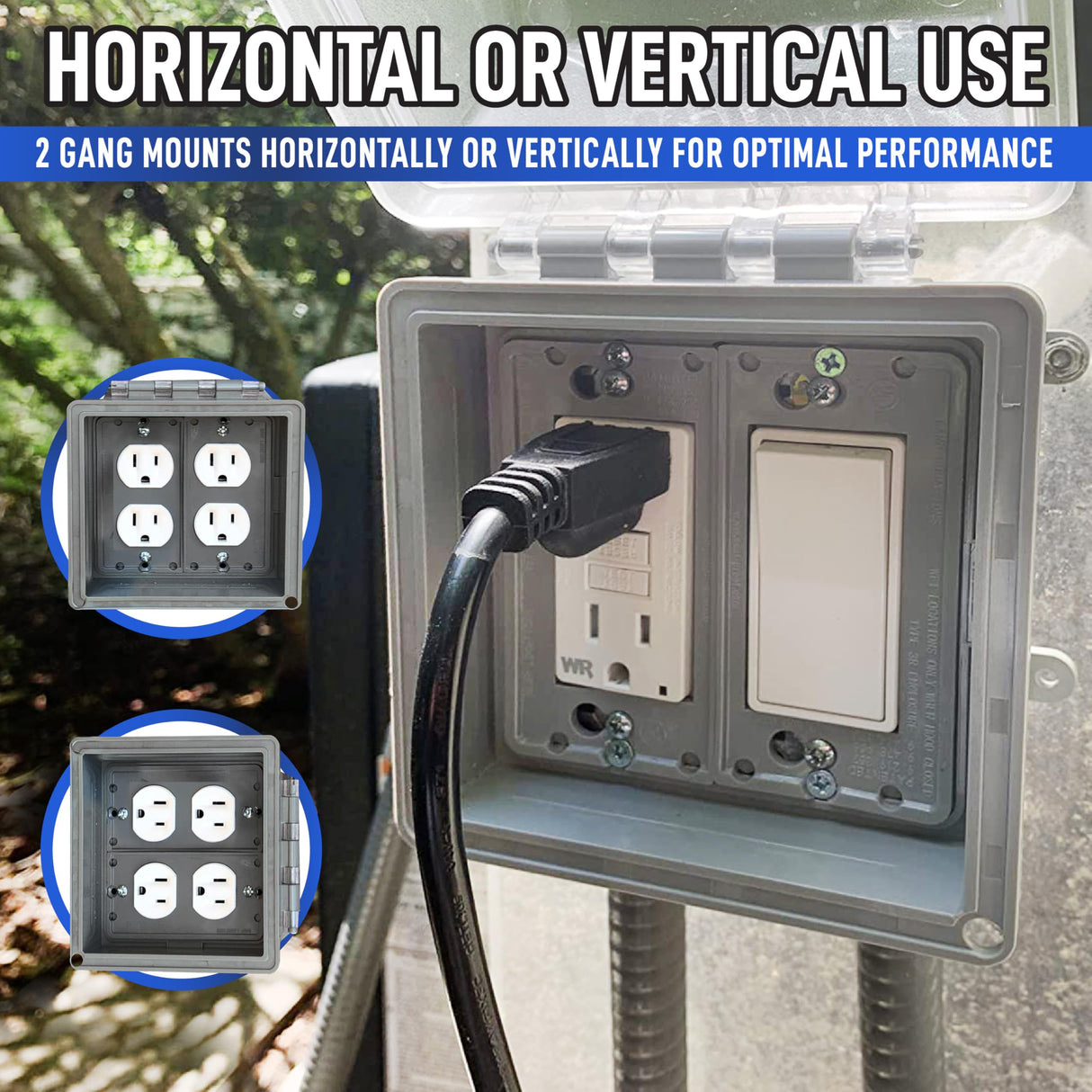 Sealproof 2-Gang Weatherproof In Use Outlet Cover | Two Gang Outdoor Plug and Receptacle Protector, Lockable, UL Extra Duty Compliant, 45 Configurations