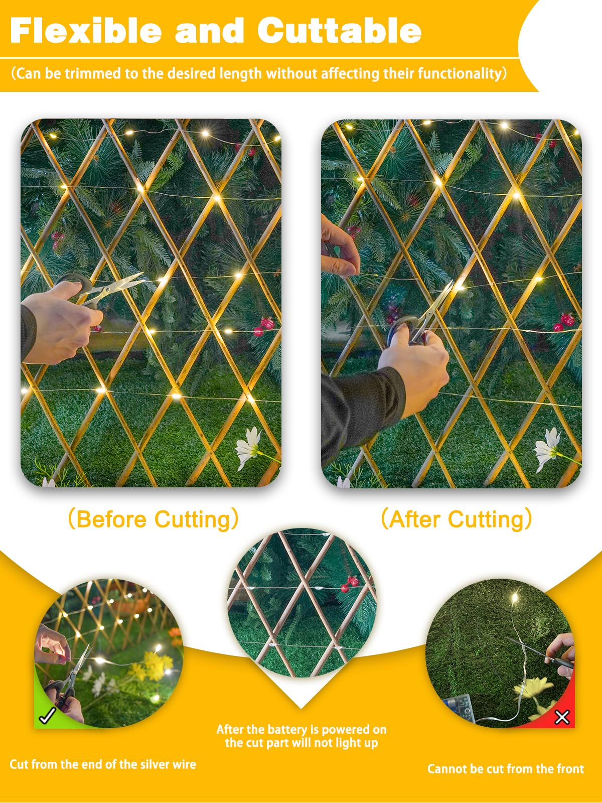 4 Pack 60 LED Fairy Lights Battery Operated with Timer, 20FT Waterproof Twinkle Lights Indoor Outdoor, Cuttable String Lights for Bedroom, Wedding, DIY, Centerpiece, Christmas Decorations (Warm White)