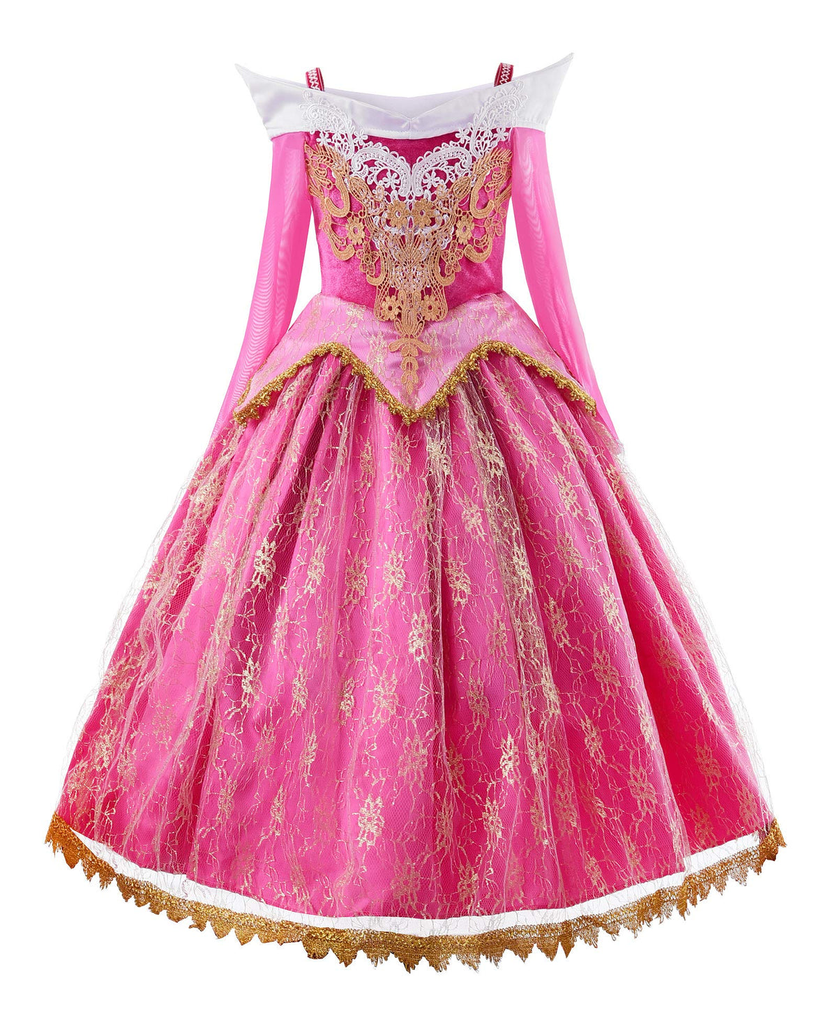 JerrisApparel Girls Pink Princess Costume Halloween Cosplay Party Dress up (Pink with Accessories, 5)