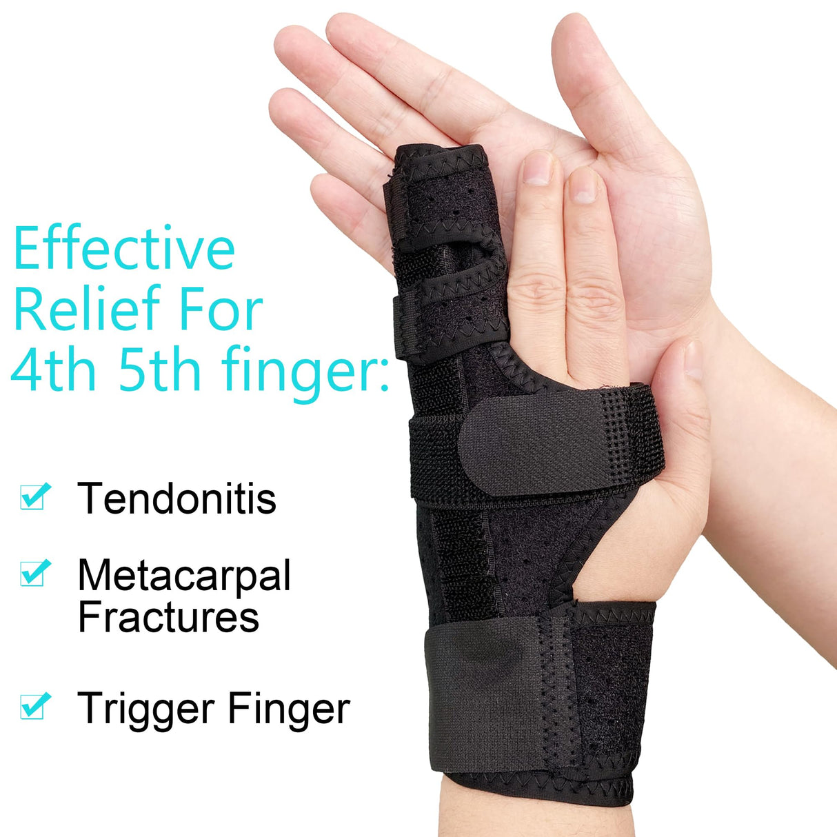 GenetGo Boxer Break Metacarpal Splint Brace - 4th or 5th Finger Splint Support (Medium)