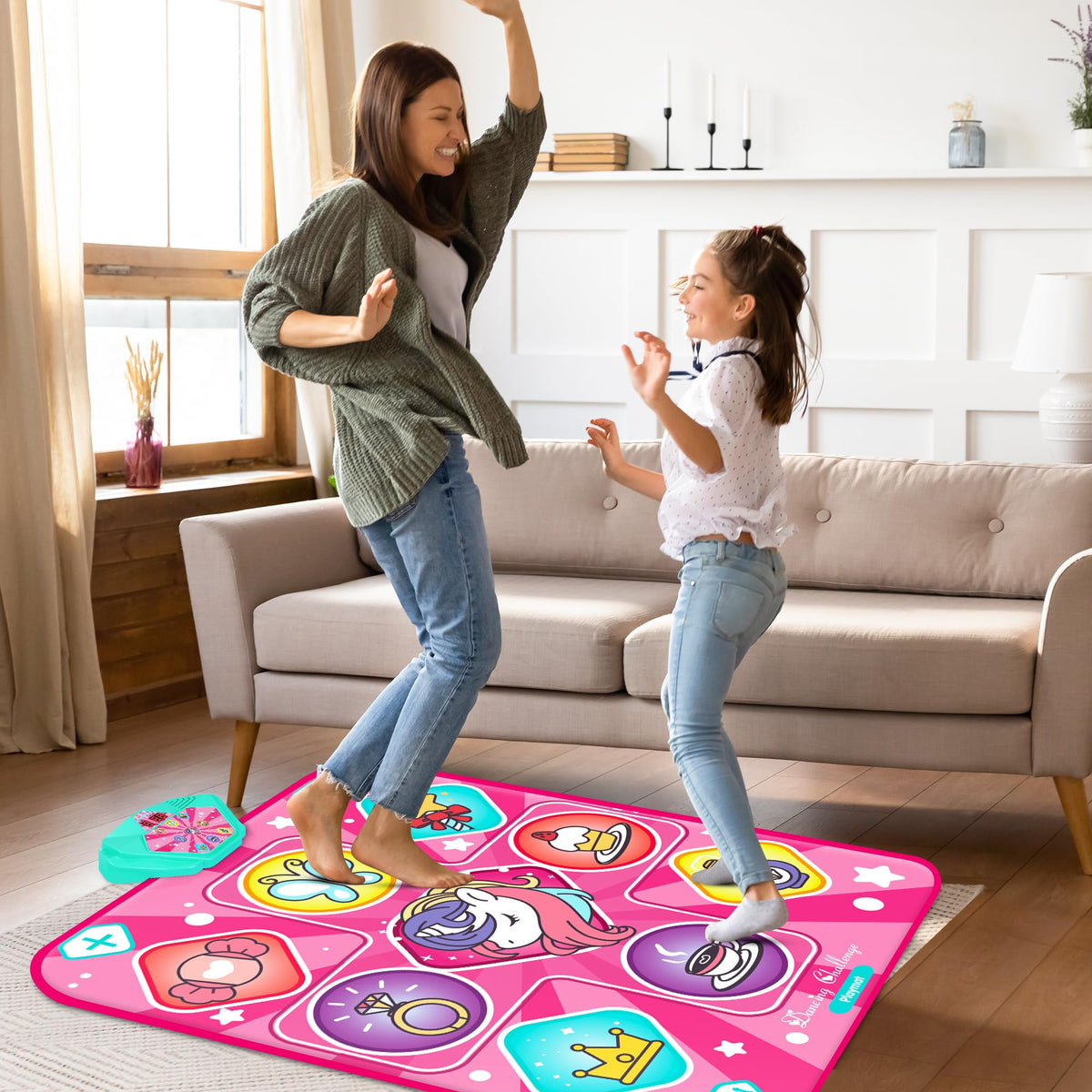 Unicorn Dance Mat for Girls, LED Music Pad, 5 Game Modes, Gift for Kids 3+