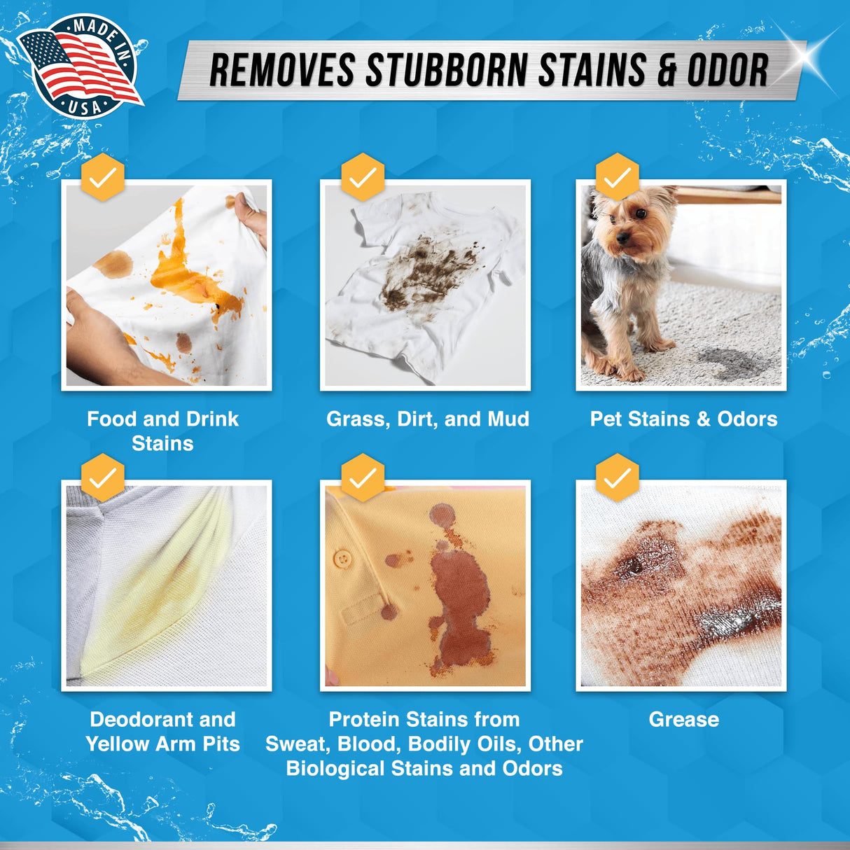 Enzyme Laundry Booster Odor Remover - 2 lbs Unscented Enzymatic Clothes Stain Cleaner Powder, Natural Deodorizer with Bio Active Enzymes, Detergent Additive Eliminator for Sweat, Oil, Blood - 64 Loads