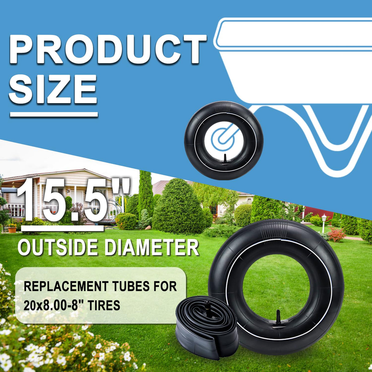 20x8.00-8, 20x10.00-8 Inner Tubes with TR13 Straight Valve Stem 2 Pack