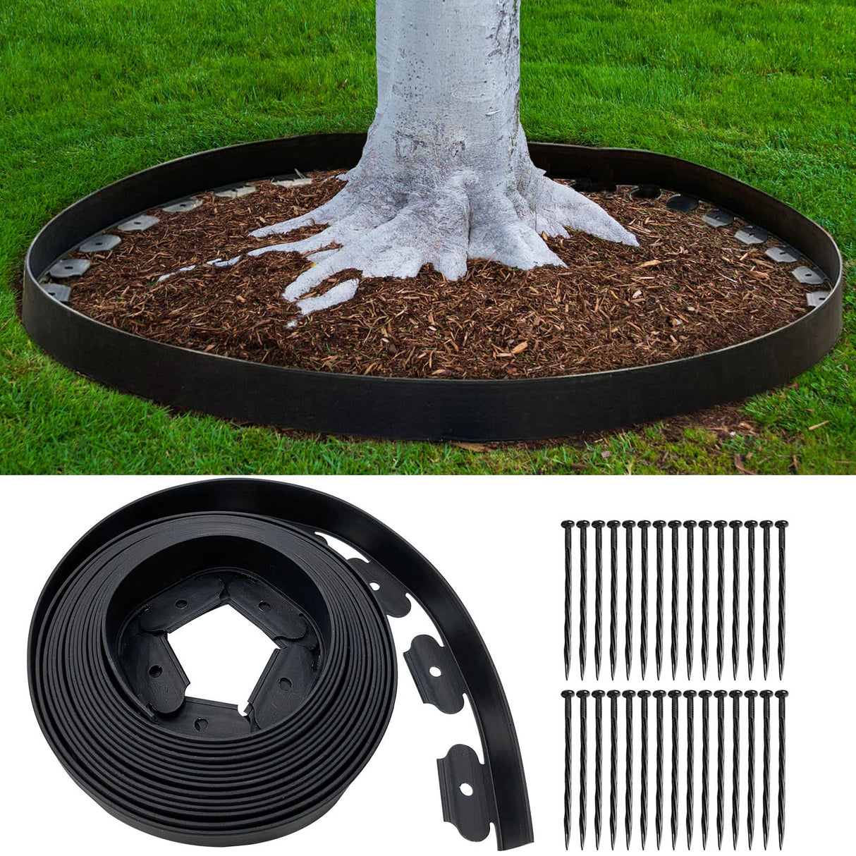 Landscape Edging 33FT, 4IN Tall Garden Edging Borders with 50pcs Stakes