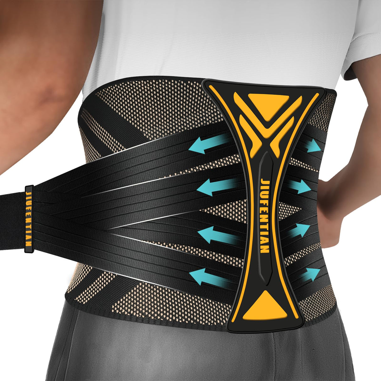 JIUFENTIAN Copper Back Braces for Lower Back Pain with Support System - Lower Back Brace for Herniated Disc,Lumbar supports for Sciatica, Scoliosis,Heavy Lifting and Work(X-Large)