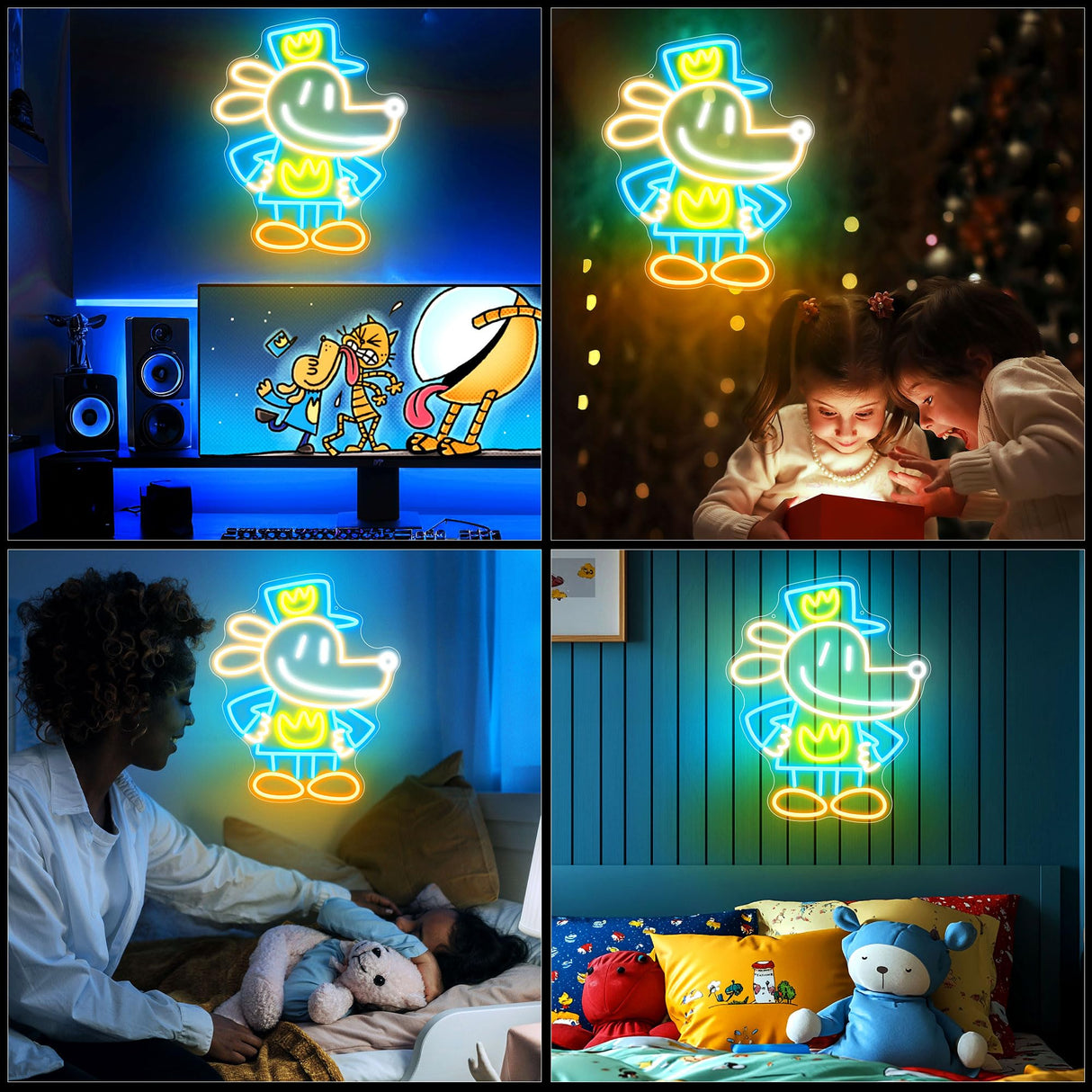 Officially Licensed Dog Man Neon Signs for Wall Decor, Based on DogMan Series LED Light Up Sign for Bedroom, Kids' Room, Game Room, Party, Perfect Birthday/Christmas Gift for Dog Man Lovers & Fans