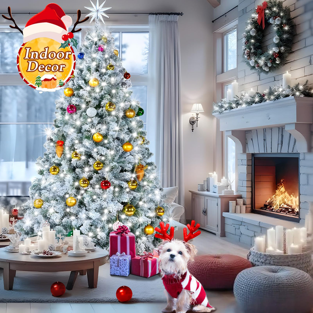 KNONEW 403ft 1000 LED String Lights Outdoor Christmas Lights 8 Modes & Timer Fairy Light Plug in Waterproof LED String Lights for Xmas Yard Tree Wedding Party Holiday Decorations (Cool White)