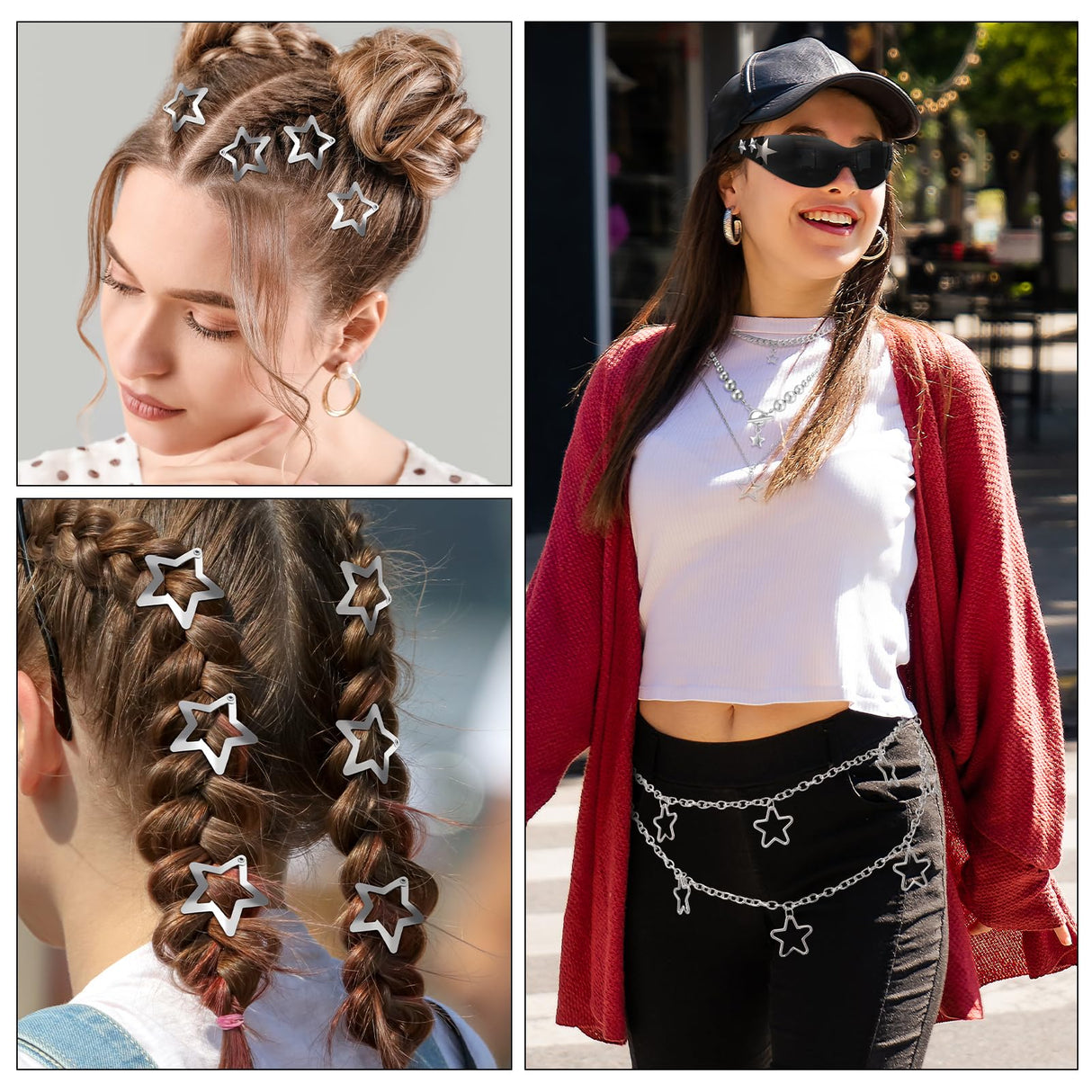 Y2k Accessories Set Included Star Y2k Silver Necklace