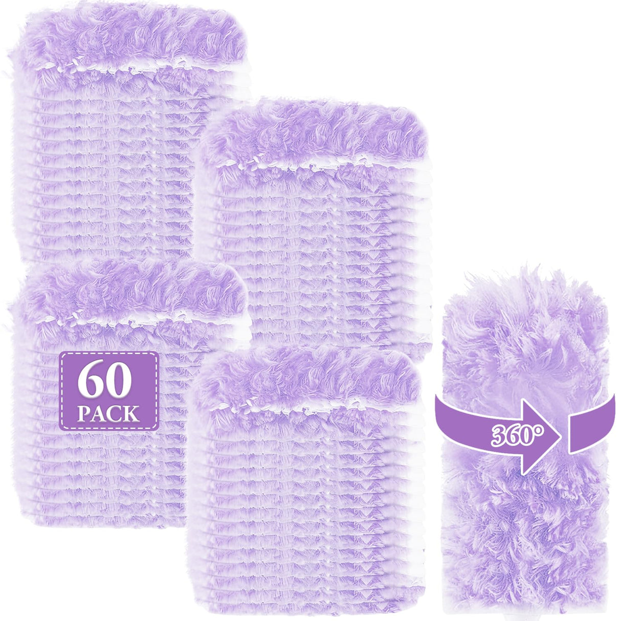 Dusters Refills 60 Count 360°Double-Sided 4X Microfibers Disposable Dusting Pads Compatible with Swiffer Duster Refill for Blinds Ceiling Fans Furniture Multi-Surface Dusting(Purple)