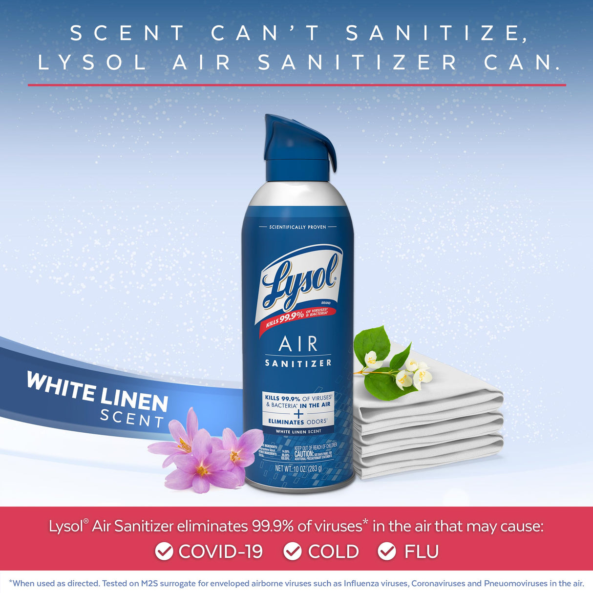 Lysol Bundle containing x2 Lysol Disinfectant Spray for Hard and Soft Surfaces, Crisp Linen, 19 Fl. Oz + Lysol Air Sanitizer Spray, For Air Sanitization and Odor Elimination, White Linen, 10 Fl. Oz