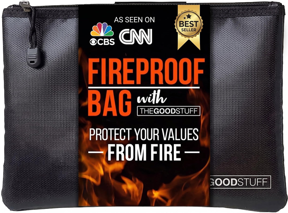 Fireproof Money Bag for Cash (10" x 13") – Waterproof Document Holder with Zipper, Protects Important Papers, Passports & Valuables from Fire & Water – Secure Storage for Home, Office & Travel