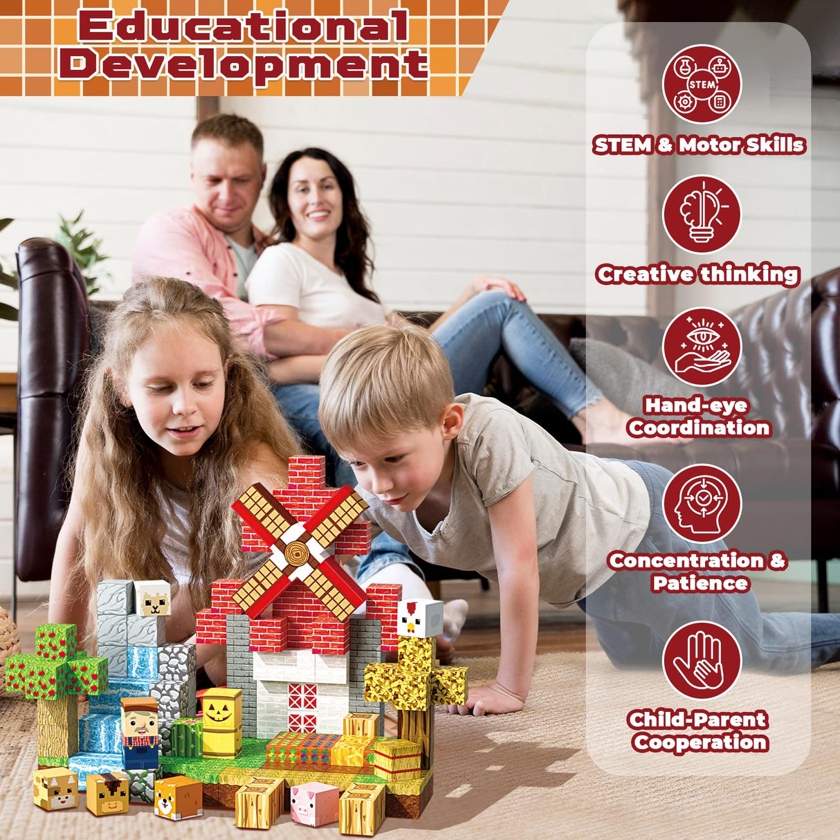 150 PCS Magnetic Blocks - Farm Animals Magnetic Building Blocks Cubes & Magnet Toys, Stacking Magnets, STEM Toys for School Acitivities, Ideal Christmas Birthday Gifts for Boys Age 3+ Years Old