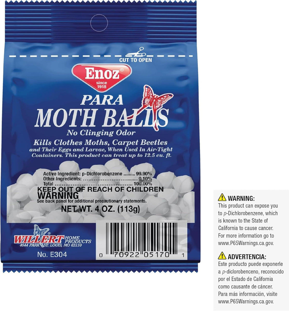 Enoz para Moth Balls, 4 Ounce (Pack of 6)