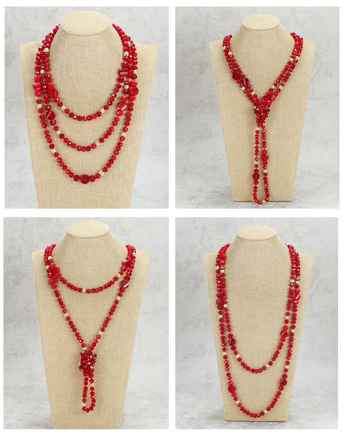 Xalroco Trendy Infinity Wrap 60’’ Long Statement Necklace, Earrings and Bracelet Set - Hand Knotted Versatile Strand Necklace and Bracelet - 3 Pcs Jewelry Set Gift for Women (Navy Blue)