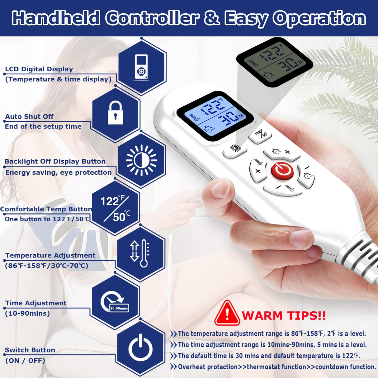 CAMECO 1 PACK Heated Elbow Brace for Tendonitis and Tennis Elbow, Arm Heating Pad Wrap for Arthritis Bursitis, Joint Pain Relief, Heating Pad for Forearm, 86℉ - 158℉, 10-90min Auto-Off