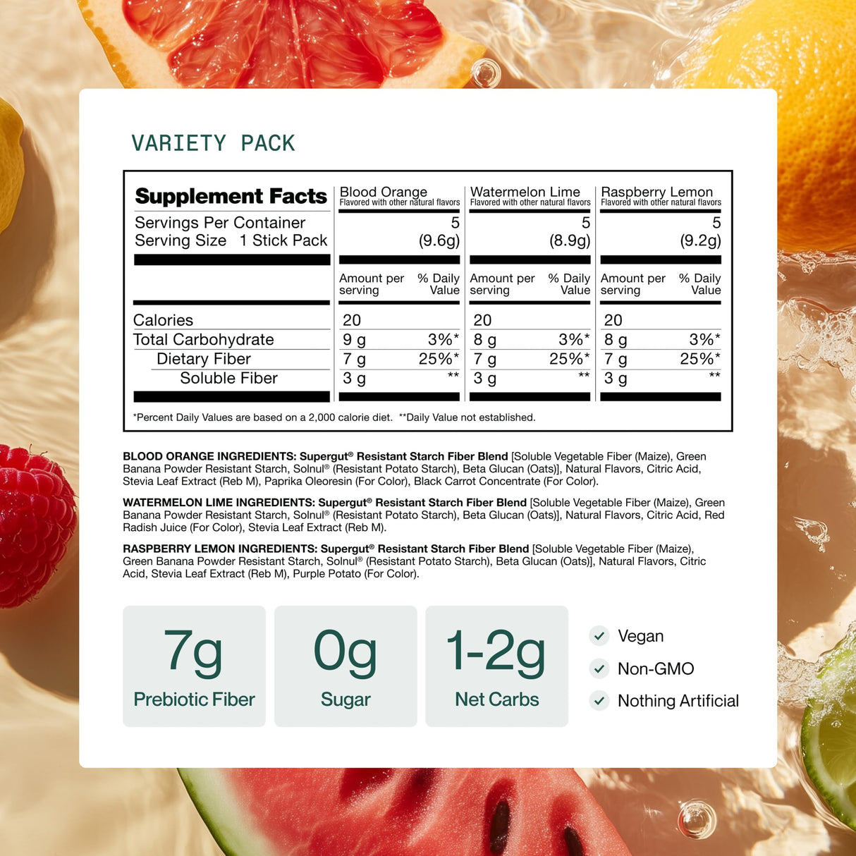 Supergut Gut Healthy Flavored GLP-1 Booster, Variety Pack - High Fiber GLP-1 Supplement Powder for Women & Men - Sugar-Free Drink Mix for Gut Health & Digestive Support (15 Servings)