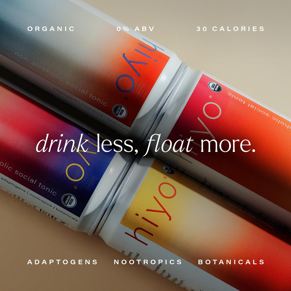 Hiyo Organic Social Tonic – Variety Pack, 12 Pack - N.A. Functional Seltzer, Sparkling Water Crafted with Organic Adaptogens, Nootropics & Botanicals