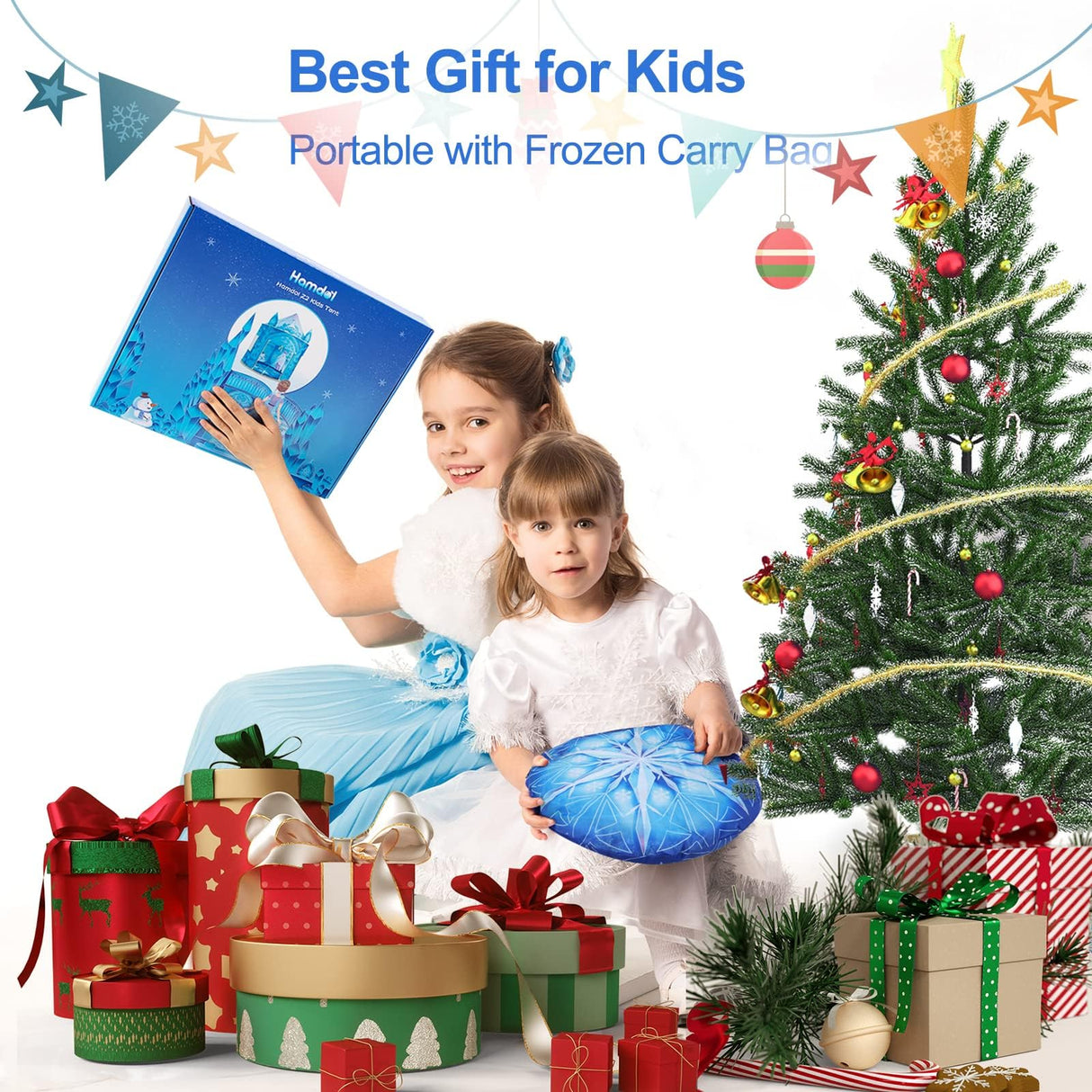 Hamdol Princess Play Tent, Frozen Toy for Girls, Ice Castle Kids Tent Indoor and Outdoor, Large Imaginative Playhouse with Carrying Bag for 1 2 3 4 5 6 7 8 9 Years Old Girls, Christmas & Birthday Gift