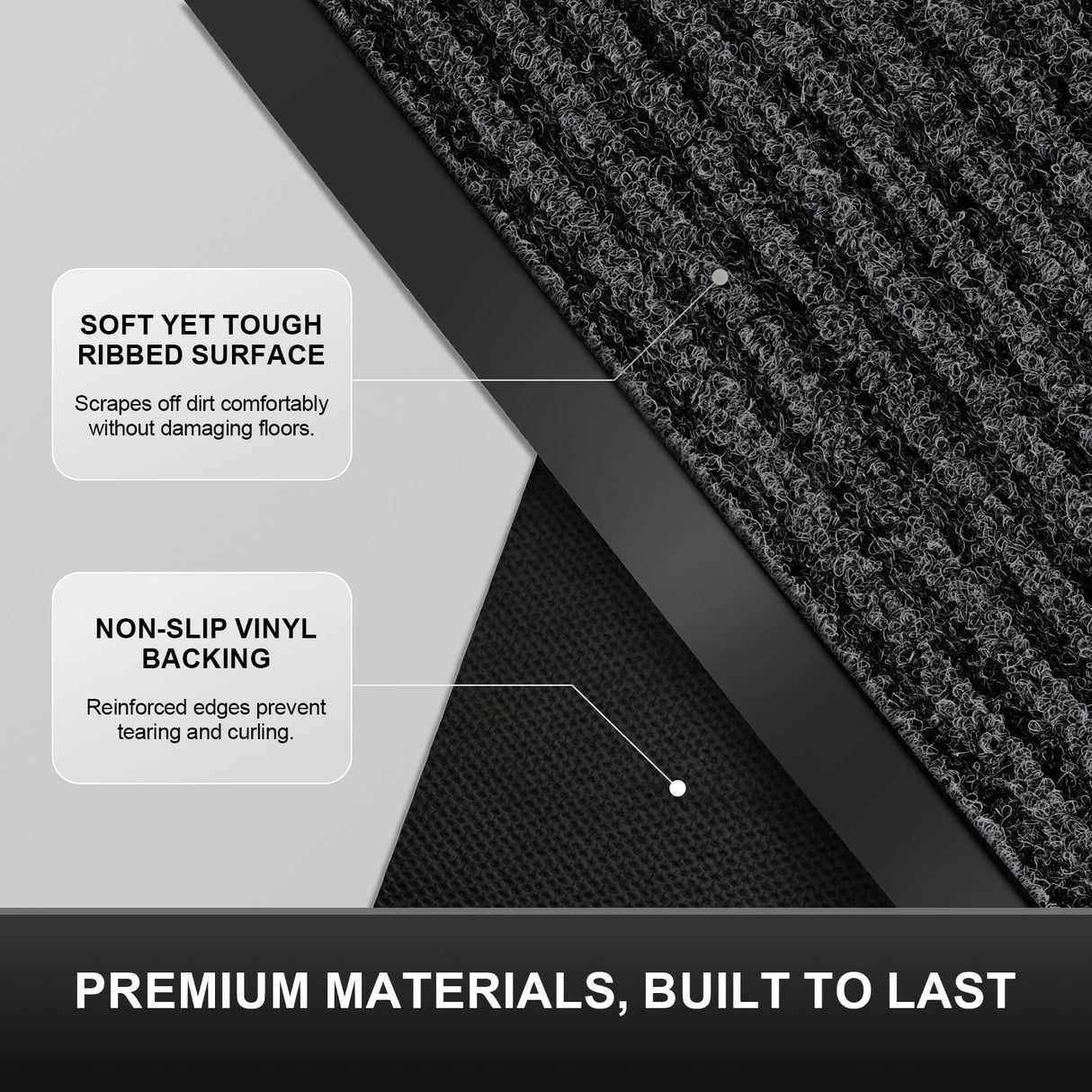 Commercial Floor Mat Non-Slip Waterproof, 60"x36" Front Door Mat for High Traffic Areas, Easy Clean Low Profile Durable Rug, for Entryway, Indoor/Outdoor, Office, Industrial, Garage, Black