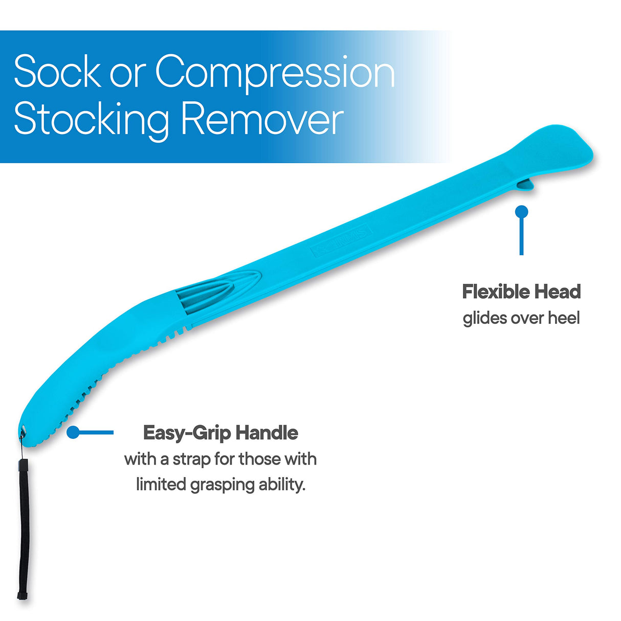 RMS Sock Aid Kit - Easy On Easy Off Device for Putting On Socks and Removing Socks or Stockings for Men and Women with Limited Mobility (Blue)