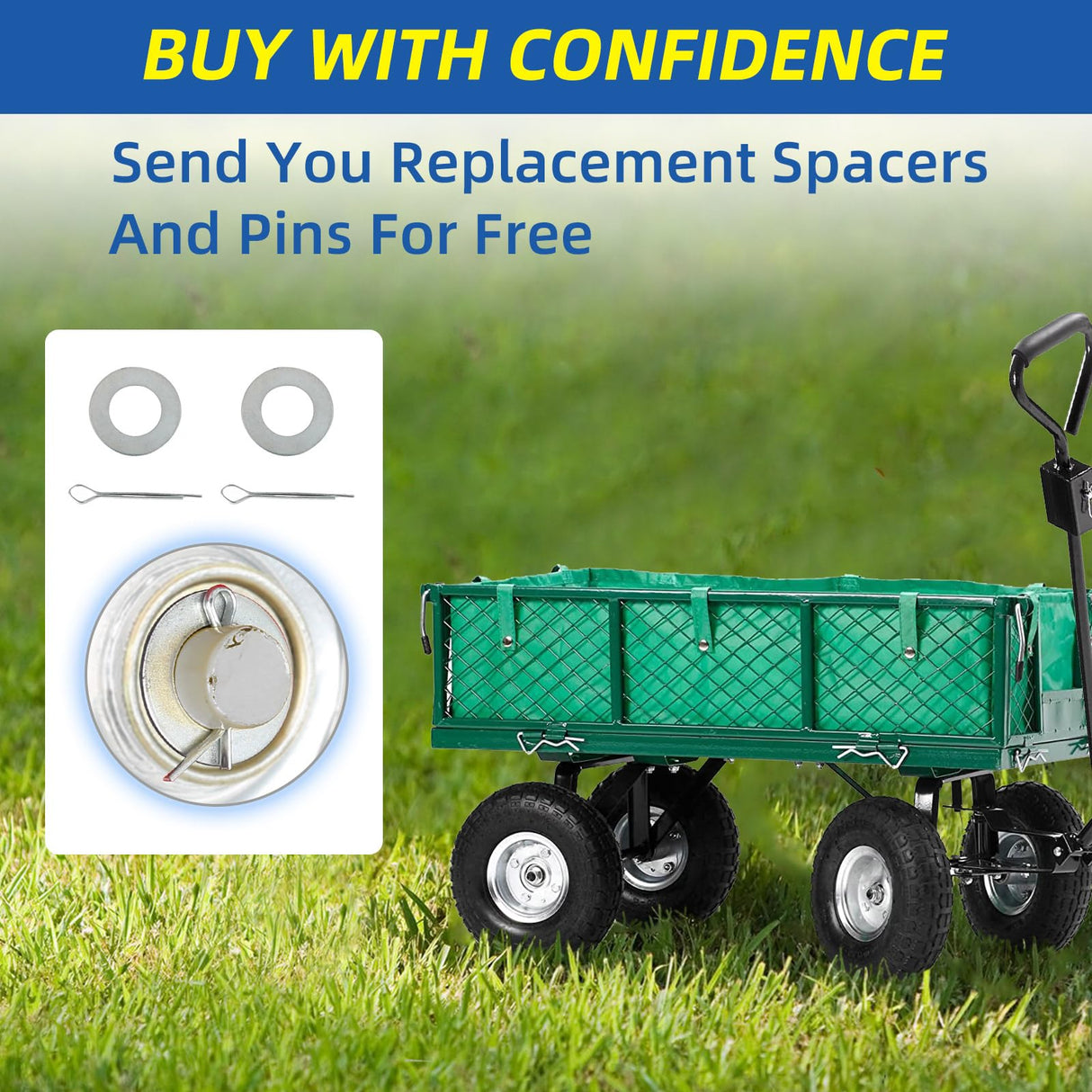 GICOOL 4.10/3.50-4" Flat Free Tire and Wheel, 10" Heavy Duty Solid Tire, 5/8" Axle Bore Hole, 2.2" Offset Hub, for Hand Truck Garden Cart Wagon Trolley Dolly, 2 Pack