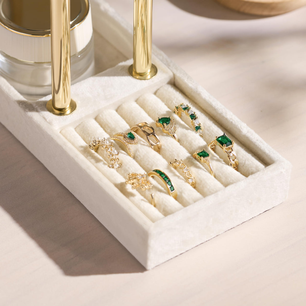 bussdis 2 Tier Bracelet Holder Display, Necklace Holder Organizer, Beige