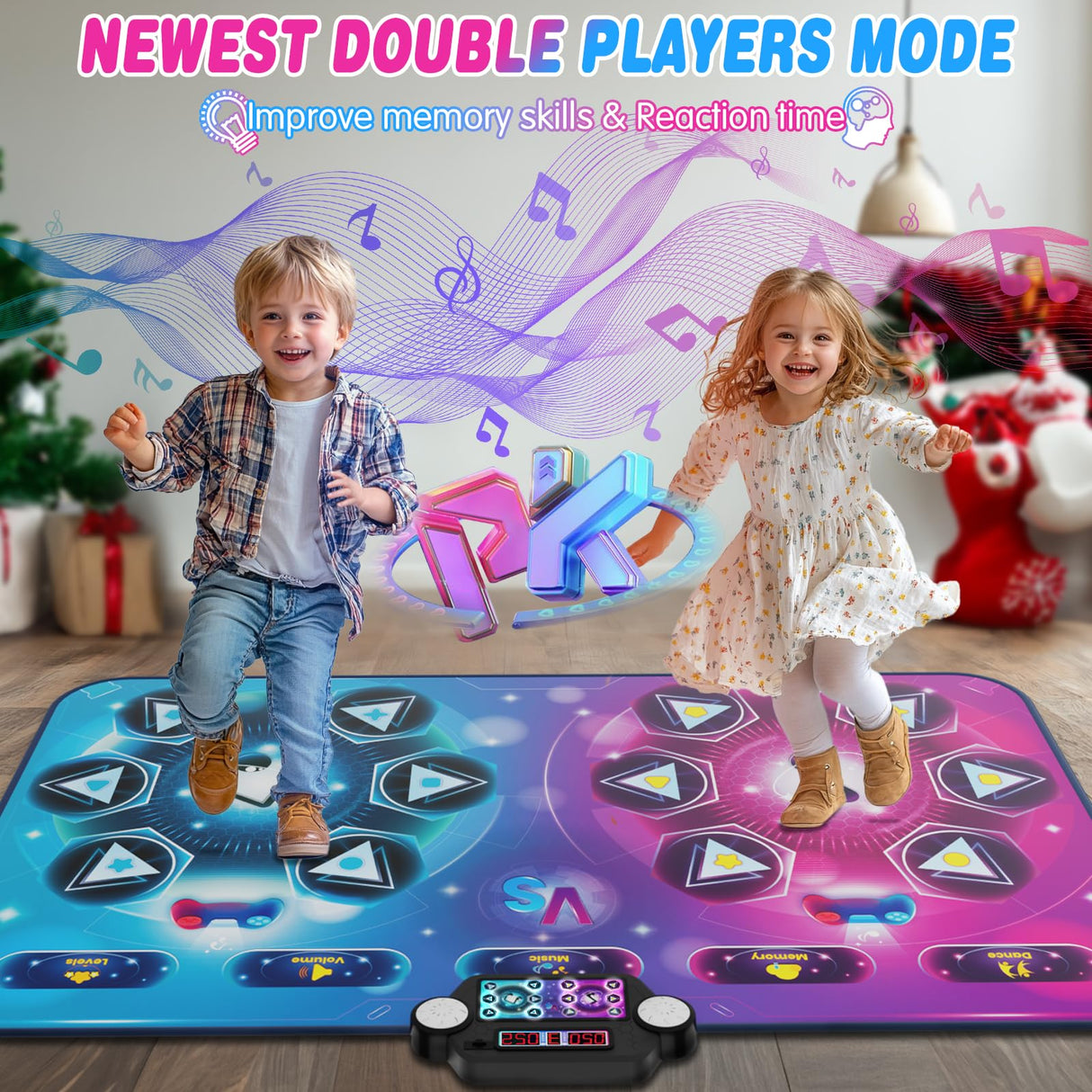 maysida Dance Mat Toy Gift for Kids ages 3-12, Dancing Music Playmat with 12 Key, Large Size (59*38 in), Double User Challenge Game Christmas Birthday Gift for Girls Boys 5 6 7 8 9 10 11 12 Year Old