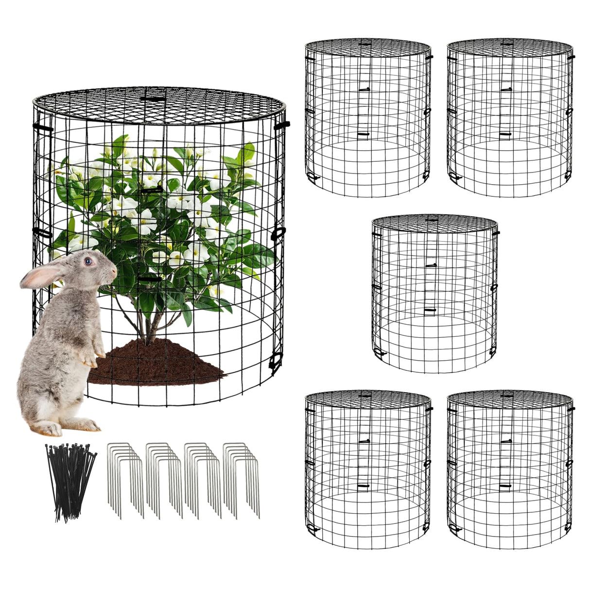 6 Packs Garden Plant Protectors from Animals,Metal Plant Cage, 11.8"x 12.6"