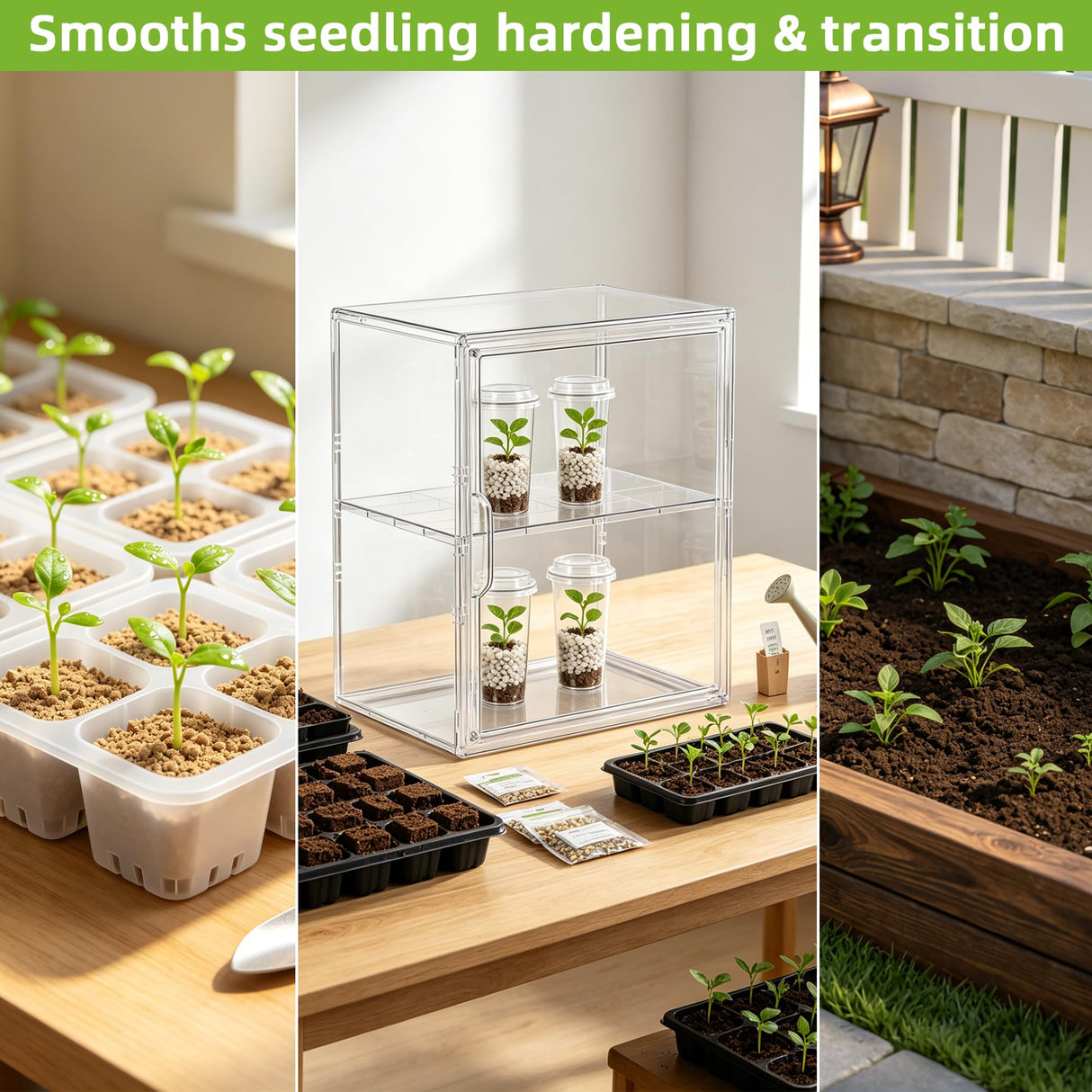 PEEKUP Mini Greenhouse Indoor with Magnetic Door, L-2tier-1pcs