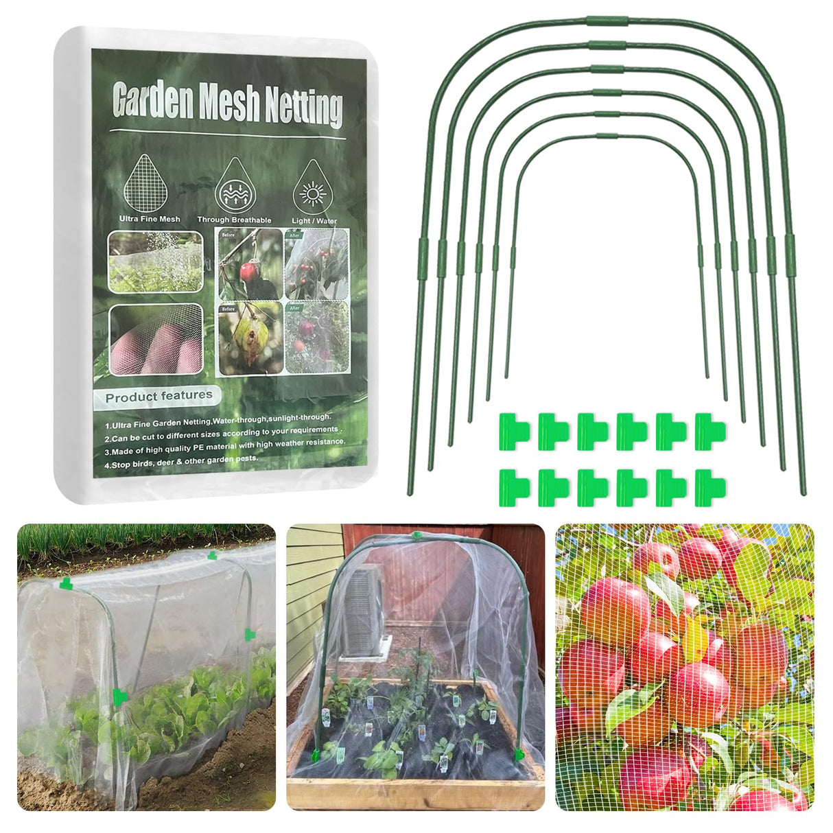 Garden Mesh Netting Kit Protect Fruit Vegetable from Birds Bugs