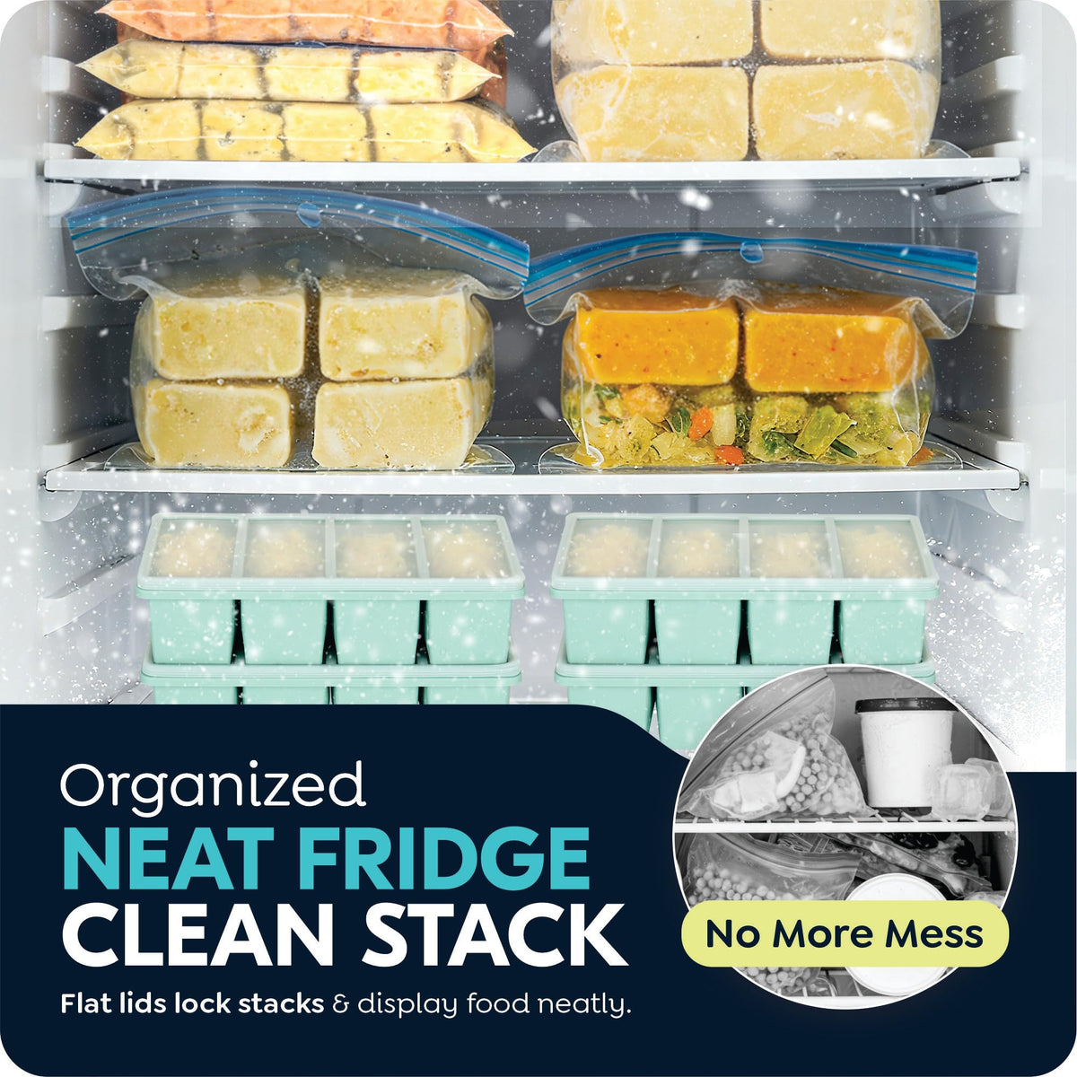 1 Cup Silicone Freezer Trays with Lids, 2 Pack Soup Molds for Meal Prep