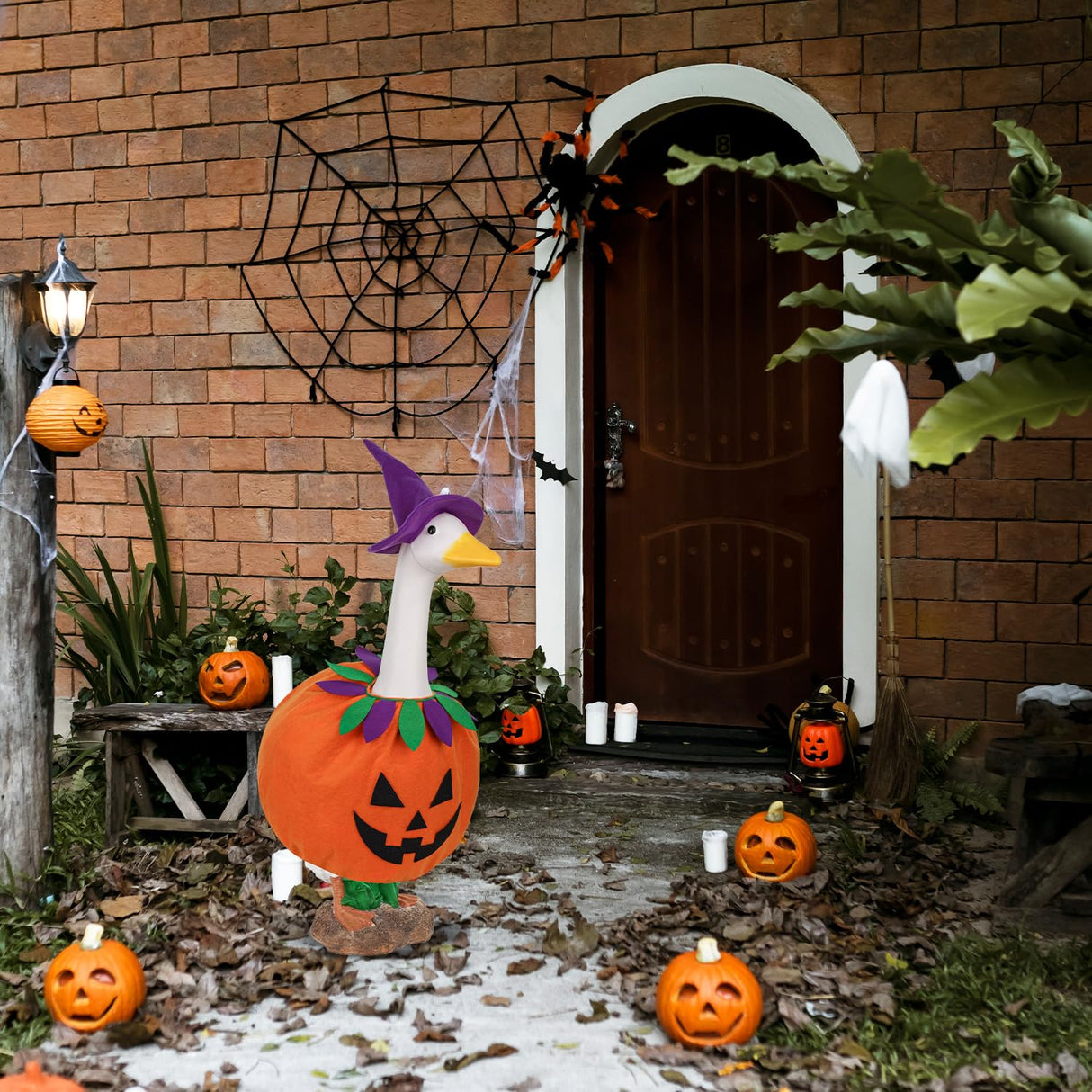 Halloween Porch Goose Outfit Pumpkin Goose Costume for Outdoor Decor