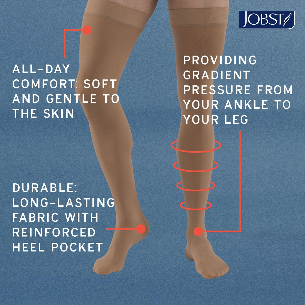 JOBST Relief 20-30 mmHg Compression Stockings, Knee High, Closed Toe | Compression Socks for Women/ Men for Tired, Aching or Swollen Legs, Minor Varicosities | Black, Large