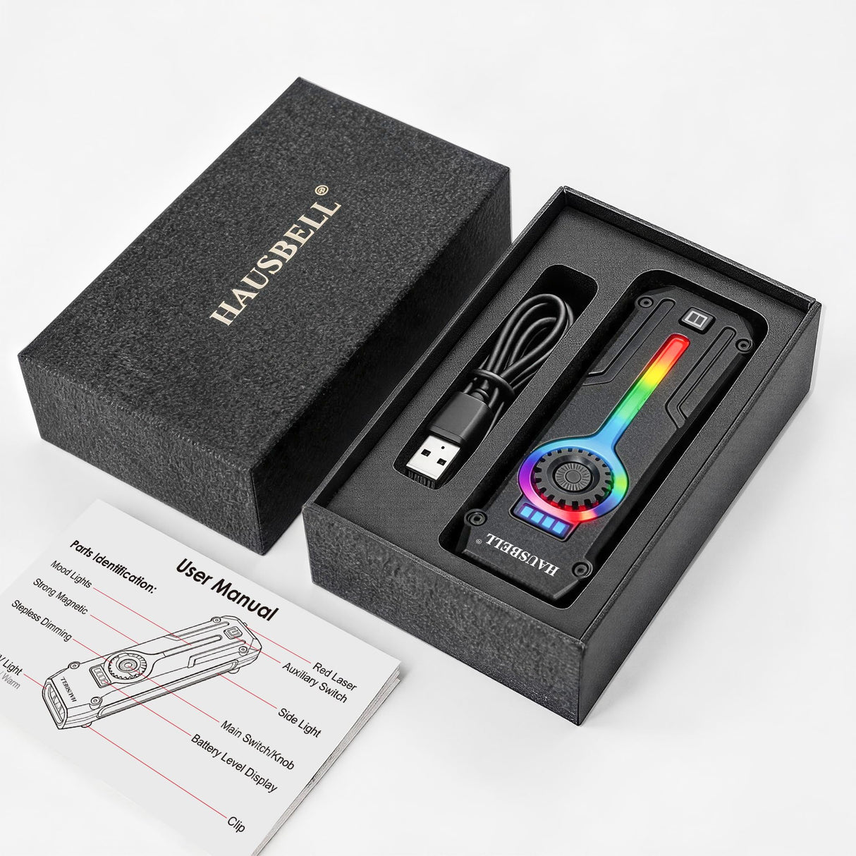 Flat EDC Flashlight, 1800 Lumens Rechargeable Pocket Light with UV & RGB, Stepless Dimming Magnetic Work Light Slim Stainless Steel Flashlight with Red Light for Cats, USB-C for Camping Home Emergency