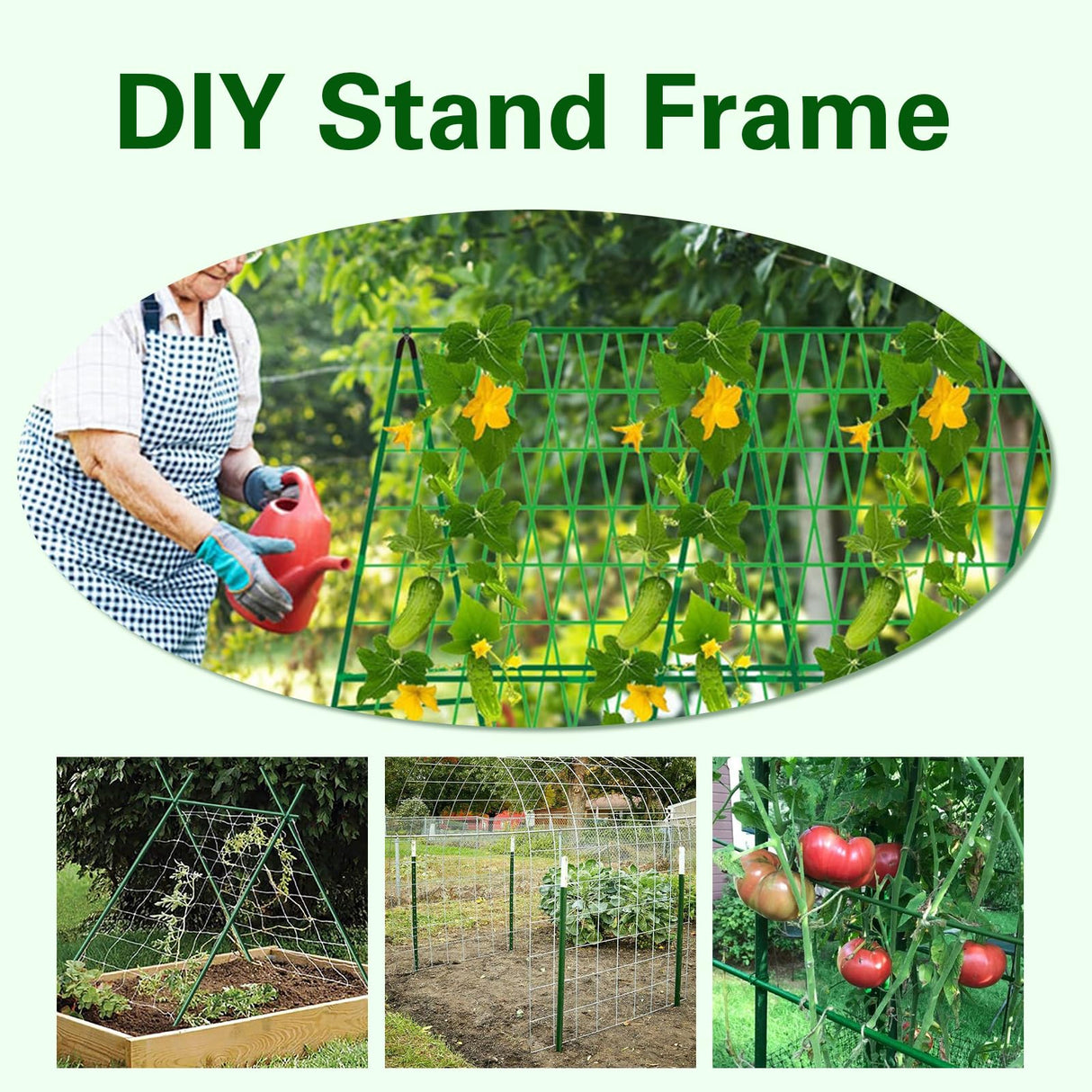 Sprigra Plant Stakes 57 inch, Approx 5ft Steel Garden Stakes 25 Pack, Sturdy Plant Support for Climbing Plants, Tomatoes, Beans, Cucumbers, Peppers, Flowers, Strengthen and Stem Grow Better