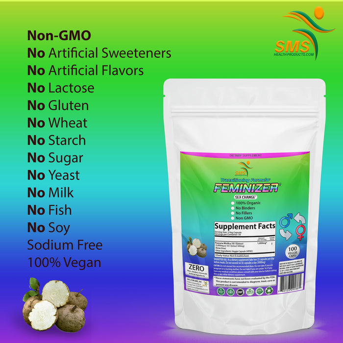 Feminizer Herbal Supplement – Pueraria Mirifica 1000mg, 100 Veggie Capsules – Natural Plant Extract