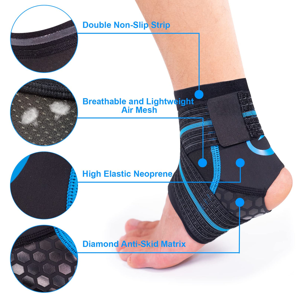 Nvorliy AquaFlex Pro Ankle Brace, Compression Ankle Sleeve for Swimming, Aquatic, Sailing, Scuba Diving, Surfing, Paddle Boarding, Kayaking & Injury Recovery – Supports Women & Men