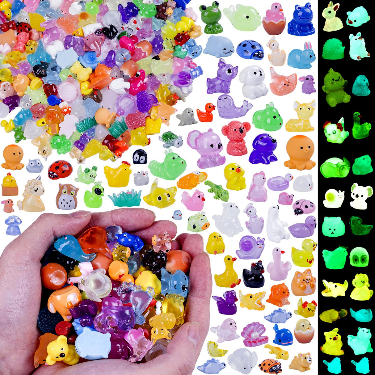 Faunamancy 200 Pcs Mini Resin Animals Figurines Bulk,200 Styles Tiny Animals Variety Pack for Fairy Garden Landscape,Hide Crafts Decor